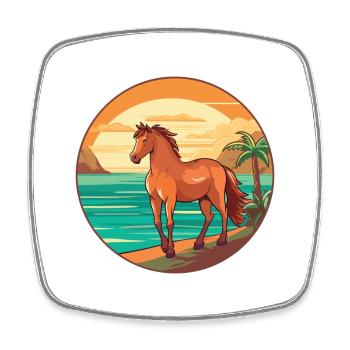 Pferd Aquarell Karikatur Kawaii Clipart Tier - Viereckiger Kühlschrankmagnet - Weiß - Vorne