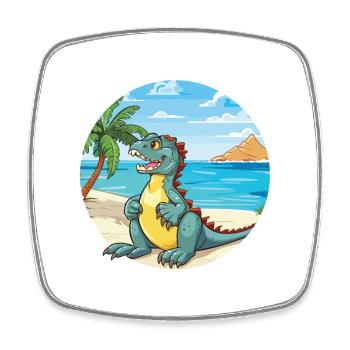 Iguana Watercolor Cartoon Kawaii Clipart Animal - Square fridge magnet - white - Front