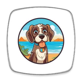 Chien aquarelle dessin animé Kawaii Clipart Animal - Magnet carré - blanc - Devant