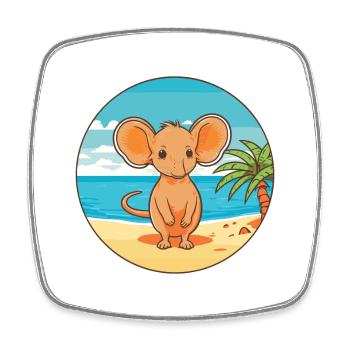 Elephant Shrew Watercolor Cartoon Kawaii Animal - Square fridge magnet - white - Front