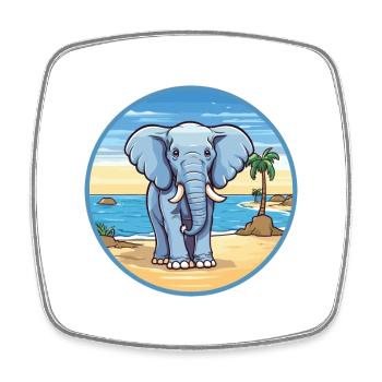 Éléphant aquarelle dessin animé Kawaii Clipart Animal - Magnet carré - blanc - Devant