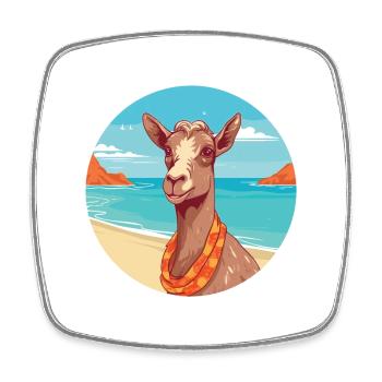 Chèvre aquarelle dessin animé Kawaii Clipart Animal - Magnet carré - blanc - Devant