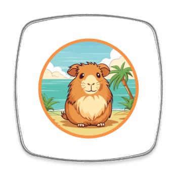 Guinea Pig Watercolor Cartoon Kawaii Clipart Pet - Square fridge magnet - white - Front