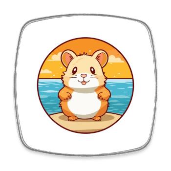 Hamster Watercolor Cartoon Kawaii Clipart Animal - Square fridge magnet - white - Front