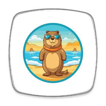 Gopher Watercolor Cartoon Kawaii Clipart Animal - Square fridge magnet - white - Front