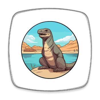 Komodowaran Aquarell Cartoon Kawaii Tier - Viereckiger Kühlschrankmagnet - Weiß - Vorne