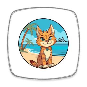 Luchs Aquarell Cartoon Kawaii Clipart Tier - Viereckiger Kühlschrankmagnet - Weiß - Vorne