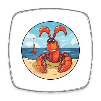 Homard aquarelle dessin animé Kawaii Clipart Animal - Magnet carré - blanc - Devant