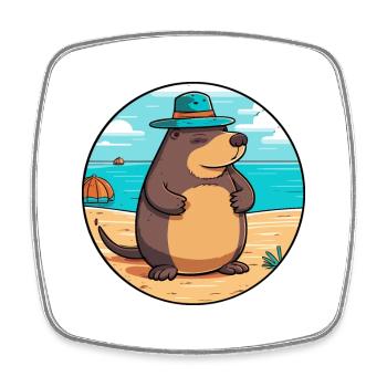 Taupe Aquarelle Cartoon Kawaii Clipart Animal - Magnet carré - blanc - Devant