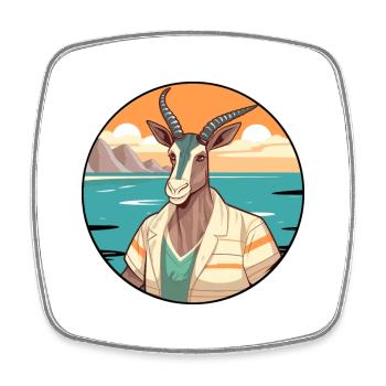 Oryx Aquarelle Dessin Animé Kawaii Clipart Animal - Magnet carré - blanc - Devant