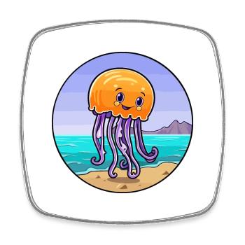 Qualle Aquarell Cartoon Kawaii Clipart Tier - Viereckiger Kühlschrankmagnet - Weiß - Vorne