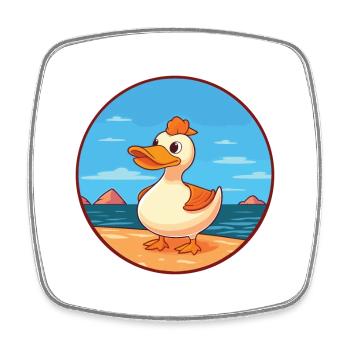 Duck Watercolor Cartoon Kawaii Clipart Animal - Square fridge magnet - white - Front