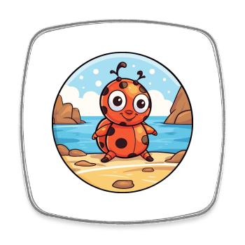 Ladybug Watercolor Cartoon Kawaii Clipart Animal - Square fridge magnet - white - Front