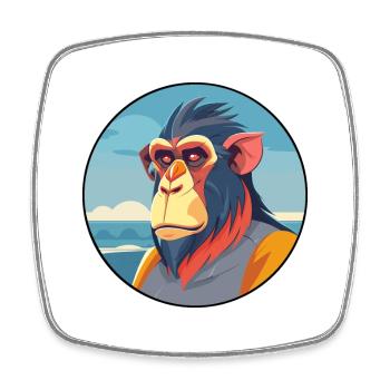 Mandrill aquarelle dessin animé Kawaii Clipart Animal - Magnet carré - blanc - Devant