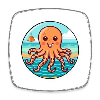 Oktopus Aquarell Cartoon Kawaii Clipart Tier - Viereckiger Kühlschrankmagnet - Weiß - Vorne