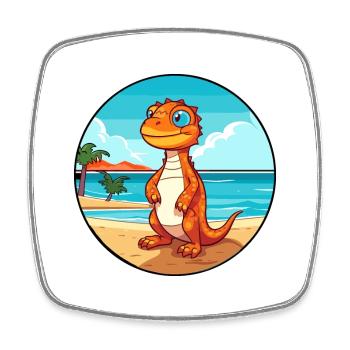 Lizard Watercolor Cartoon Kawaii Clipart Animal - Square fridge magnet - white - Front