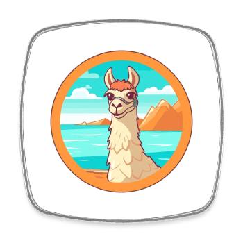 Llama Watercolor Cartoon Kawaii Clipart Animal - Square fridge magnet - white - Front
