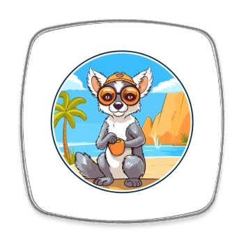 Lemur Watercolor Cartoon Kawaii Clipart Animal - Square fridge magnet - white - Front