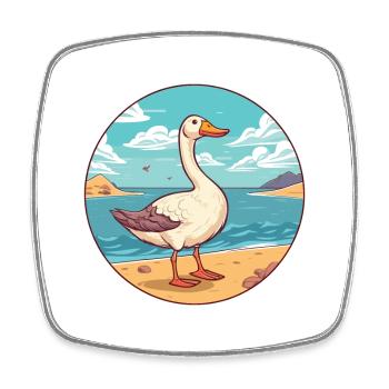 Gans Aquarell Cartoon Kawaii Clipart Tier - Viereckiger Kühlschrankmagnet - Weiß - Vorne