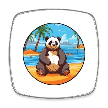 Panda Watercolor Cartoon Kawaii Clipart Animal - Square fridge magnet - white - Front