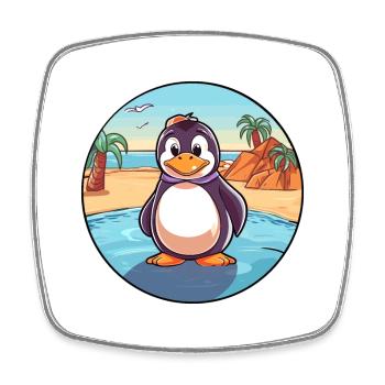Pingouin aquarelle dessin animé Kawaii Clipart Animal - Magnet carré - blanc - Devant