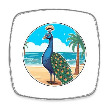 Pfau Aquarell Cartoon Kawaii Clipart Tier - Viereckiger Kühlschrankmagnet - Weiß - Vorne