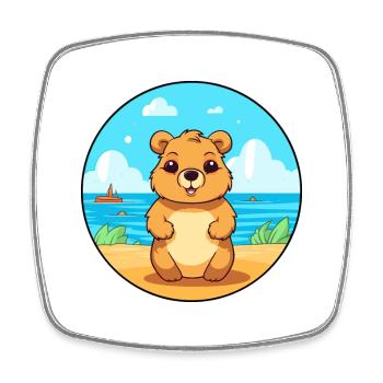Quokka Watercolor Cartoon Kawaii Clipart Animal - Square fridge magnet - white - Front