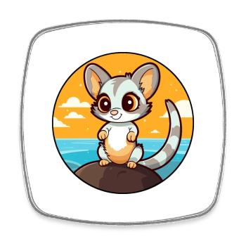Zucker Gleiter Aquarell Karikatur Kawaii Clipart Haustier - Viereckiger Kühlschrankmagnet - Weiß - Vorne