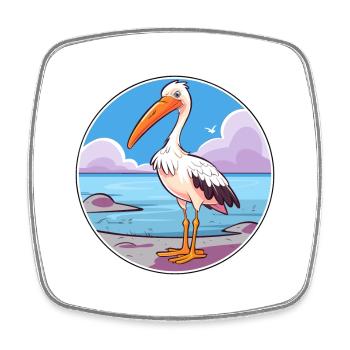 Storch Aquarell Karikatur Kawaii Clipart Tier - Viereckiger Kühlschrankmagnet - Weiß - Vorne