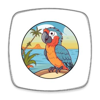 Parrot Watercolor Cartoon Kawaii Clipart Animal - Square fridge magnet - white - Front