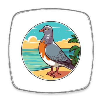 Taube Aquarell Cartoon Kawaii Clipart Tier - Viereckiger Kühlschrankmagnet - Weiß - Vorne