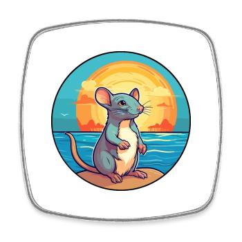 Ratte Aquarell Cartoon Kawaii Clipart Tier - Viereckiger Kühlschrankmagnet - Weiß - Vorne