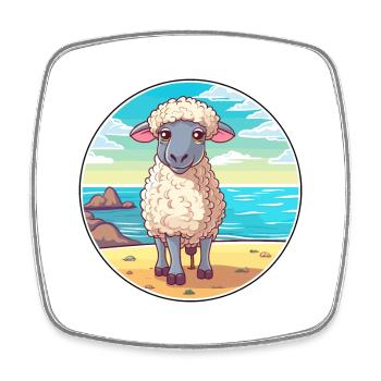 Schaf Aquarell Cartoon Kawaii Clipart Tier - Viereckiger Kühlschrankmagnet - Weiß - Vorne