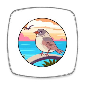 Spatz Aquarell Cartoon Kawaii Clipart Tier - Viereckiger Kühlschrankmagnet - Weiß - Vorne