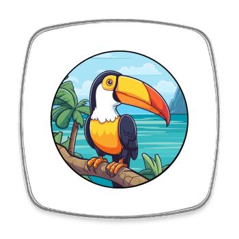 Toucan Watercolor Cartoon Kawaii Clipart Animal - Square fridge magnet - white - Front