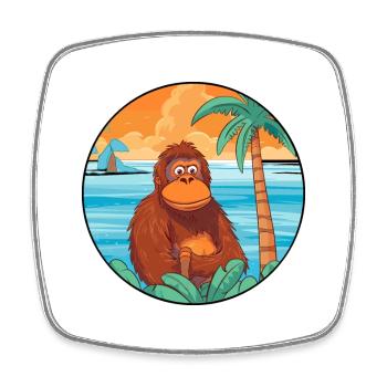 Orang-Utan Aquarell Cartoon Kawaii Clipart Tier - Viereckiger Kühlschrankmagnet - Weiß - Vorne