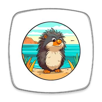 Porcupine Watercolor Cartoon Kawaii Clipart Animal - Square fridge magnet - white - Front