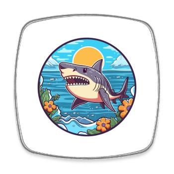 Hai Aquarell Cartoon Kawaii Clipart Tier - Viereckiger Kühlschrankmagnet - Weiß - Vorne