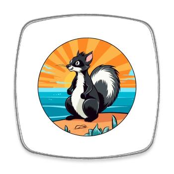 Skunk Aquarell Cartoon Kawaii Clipart Tier - Viereckiger Kühlschrankmagnet - Weiß - Vorne