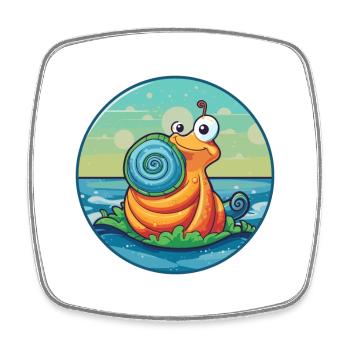 Schnecke Aquarell Cartoon Kawaii Clipart Tier - Viereckiger Kühlschrankmagnet - Weiß - Vorne
