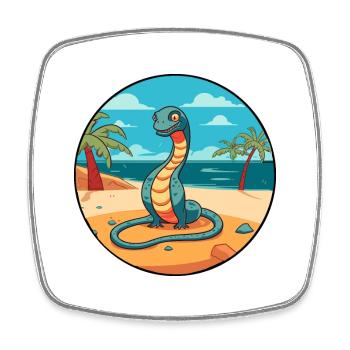 Snake Watercolor Cartoon Kawaii Clipart Animal - Square fridge magnet - white - Front