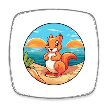 écureuil aquarelle dessin animé Kawaii Clipart Animal - Magnet carré - blanc - Devant