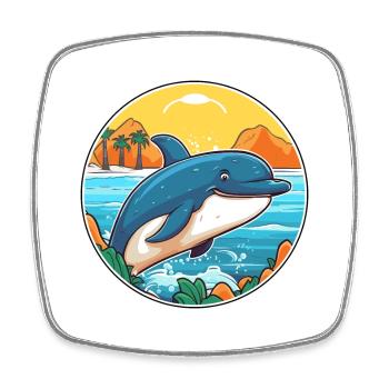 Wal Aquarell Cartoon Kawaii Clipart Tier - Viereckiger Kühlschrankmagnet - Weiß - Vorne
