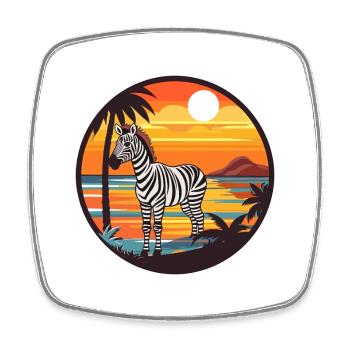 Zebra Watercolor Cartoon Kawaii Clipart Animal - Square fridge magnet - white - Front