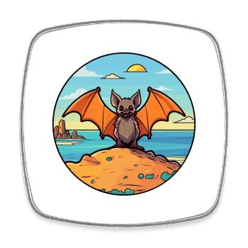 Fledermaus Aquarell Cartoon Kawaii Clipart Tier - Viereckiger Kühlschrankmagnet - Weiß - Vorne