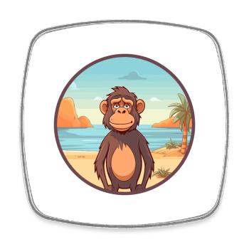 Pavian Aquarell Cartoon Kawaii Clipart Tier - Viereckiger Kühlschrankmagnet - Weiß - Vorne