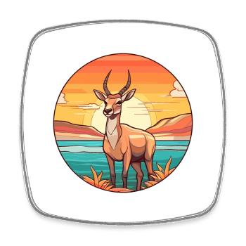 Antilope Aquarell Cartoon Kawaii Clipart Tier - Viereckiger Kühlschrankmagnet - Weiß - Vorne