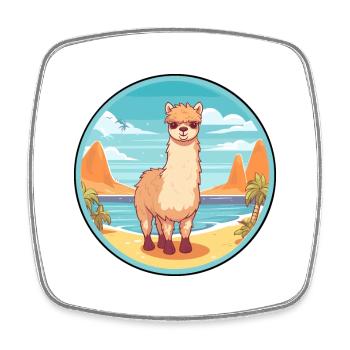 Alpaga aquarelle dessin animé Kawaii Clipart Animal - Magnet carré - blanc - Devant