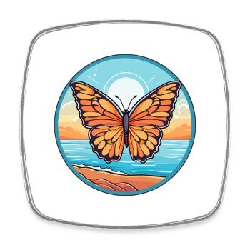 Papillon aquarelle dessin animé Kawaii Clipart Animal - Magnet carré - blanc - Devant