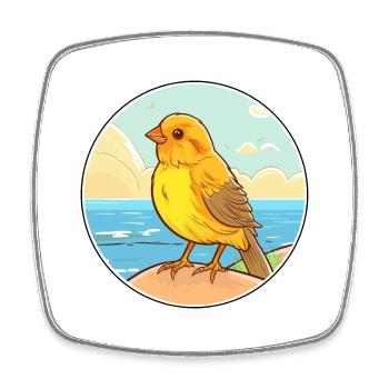 Kanarienvogel Aquarell Cartoon Kawaii Clipart Tier - Viereckiger Kühlschrankmagnet - Weiß - Vorne